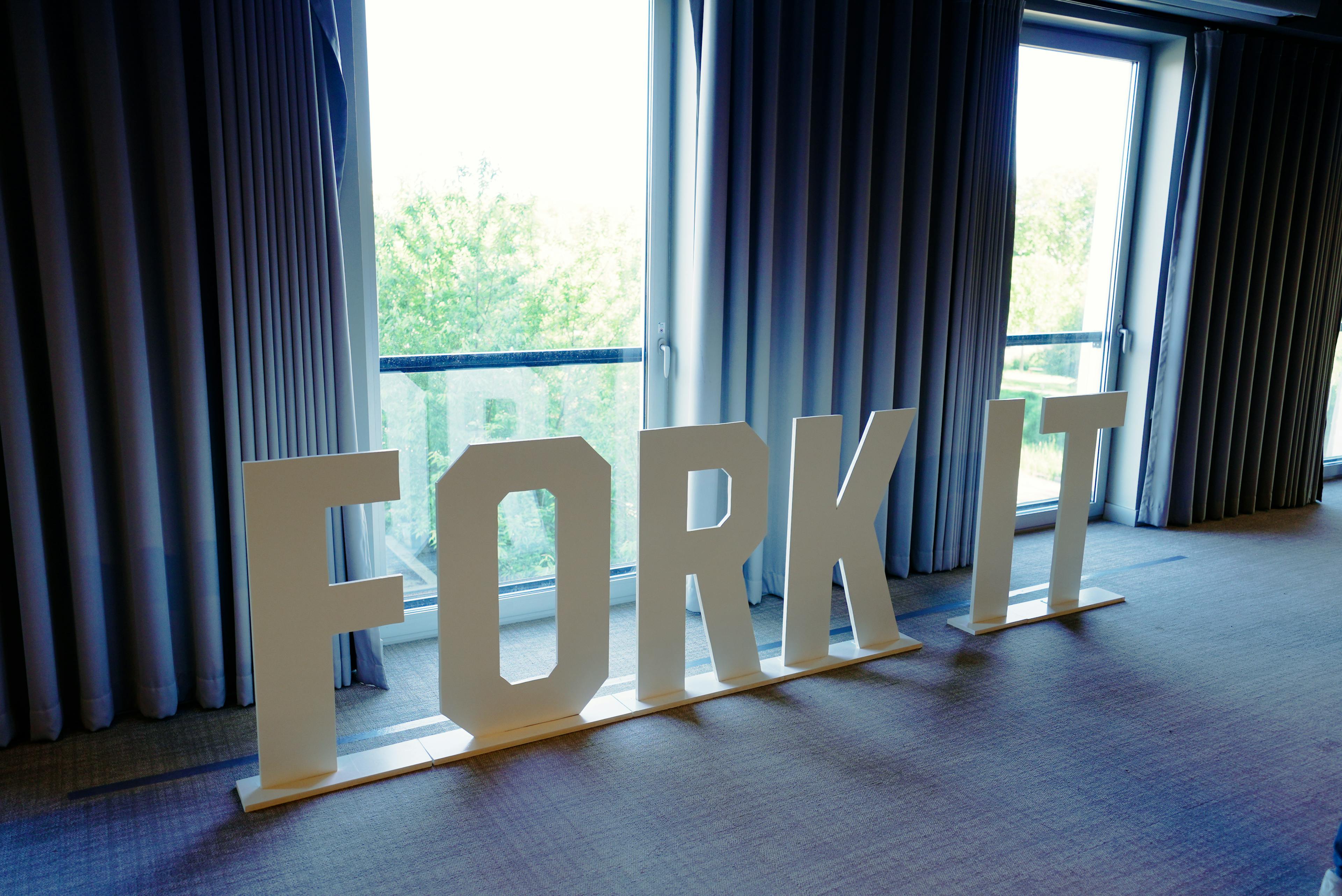 Fork it! letters on stage